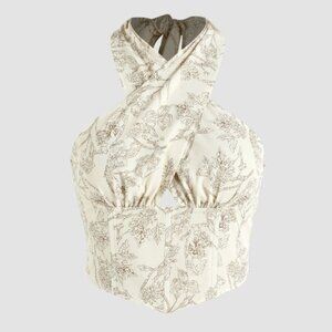 Shop Cider Floral Cross Halter Top Size Medium